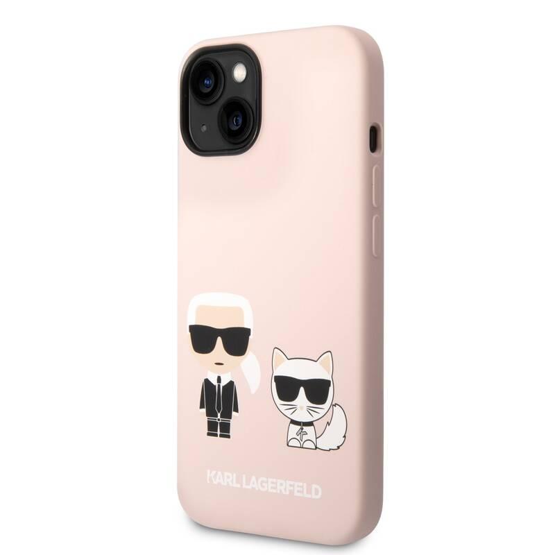 Kryt na mobil Karl Lagerfeld and Choupette Liquid Silicone na Apple iPhone 14 růžový