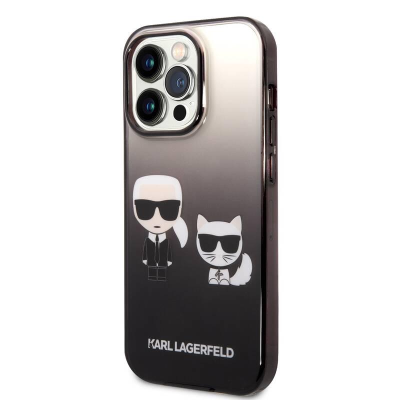 Kryt na mobil Karl Lagerfeld Gradient Karl and Choupette na Apple iPhone 14 Pro černý