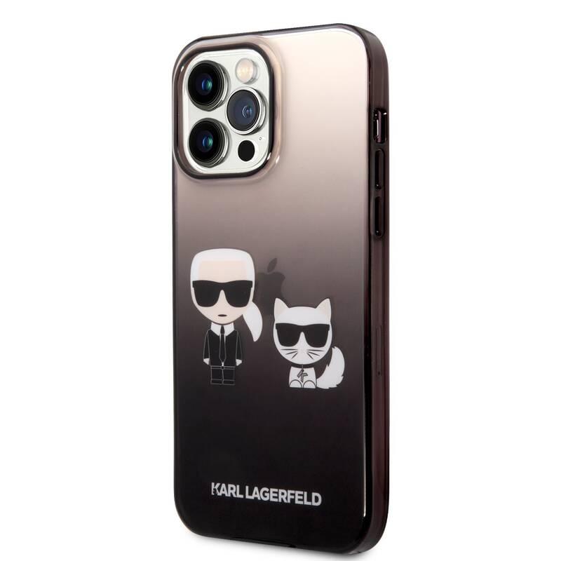 Kryt na mobil Karl Lagerfeld Gradient Karl and Choupette na Apple iPhone 14 Pro Max černý