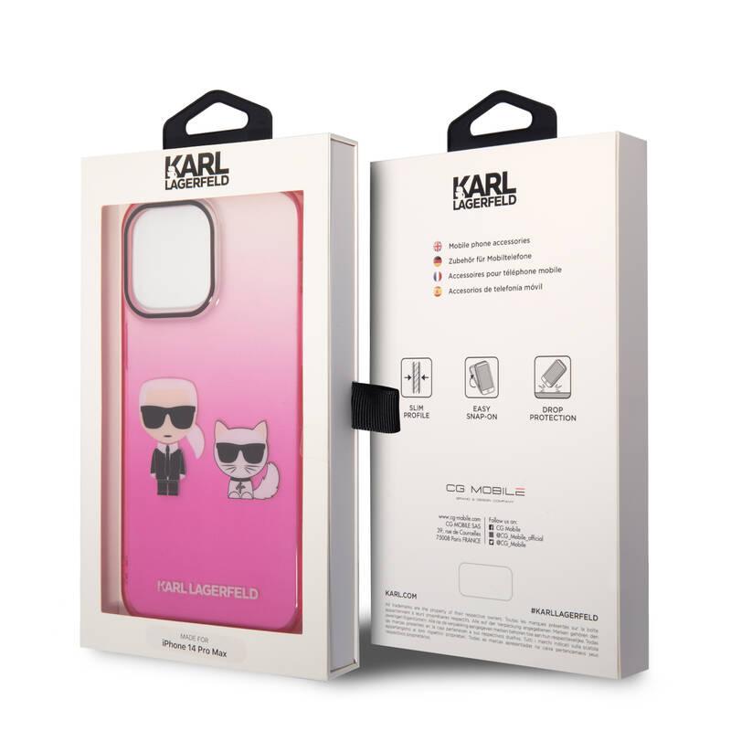 Kryt na mobil Karl Lagerfeld Gradient Karl and Choupette na Apple iPhone 14 Pro Max růžový