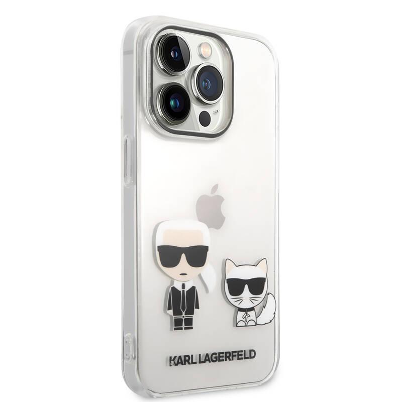 Kryt na mobil Karl Lagerfeld Ikonik Karl and Choupette na Apple iPhone 14 Pro Max průhledný