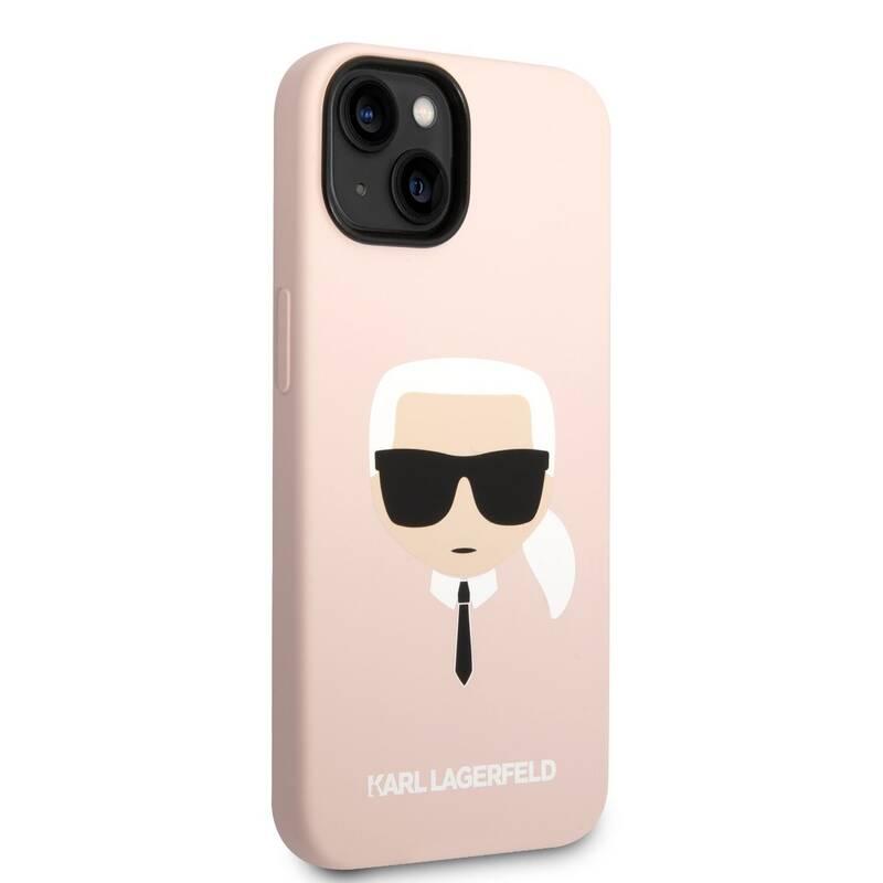 Kryt na mobil Karl Lagerfeld Liquid Silicone Karl Head na Apple iPhone 14 Plus růžový