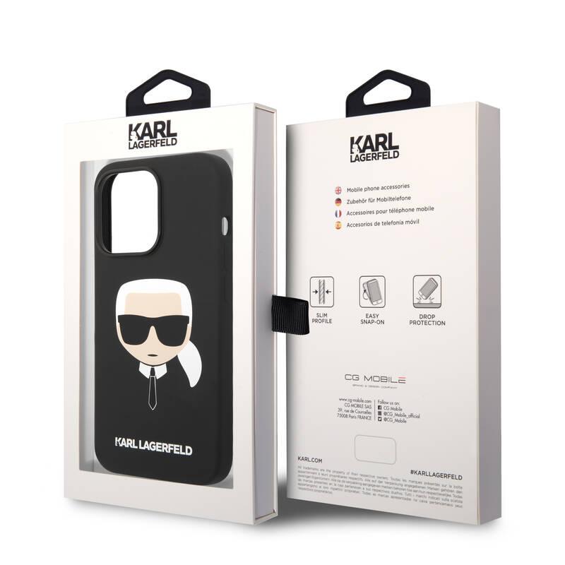 Kryt na mobil Karl Lagerfeld Liquid Silicone Karl Head na Apple iPhone 14 Pro Max černý