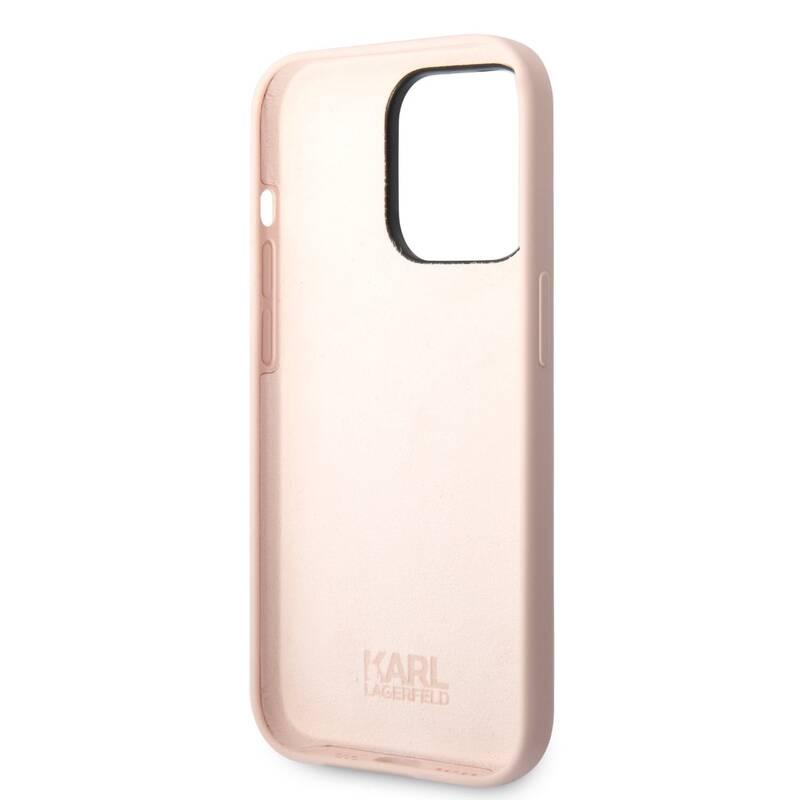 Kryt na mobil Karl Lagerfeld Liquid Silicone Karl Head na Apple iPhone 14 Pro Max růžový