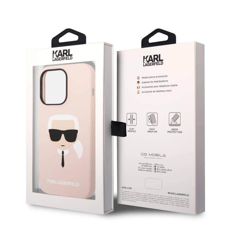 Kryt na mobil Karl Lagerfeld Liquid Silicone Karl Head na Apple iPhone 14 Pro růžový