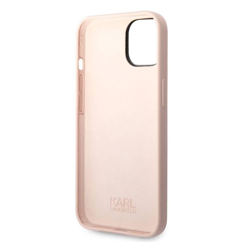 Kryt na mobil Karl Lagerfeld Liquid Silicone Karl Head na Apple iPhone 14 růžový
