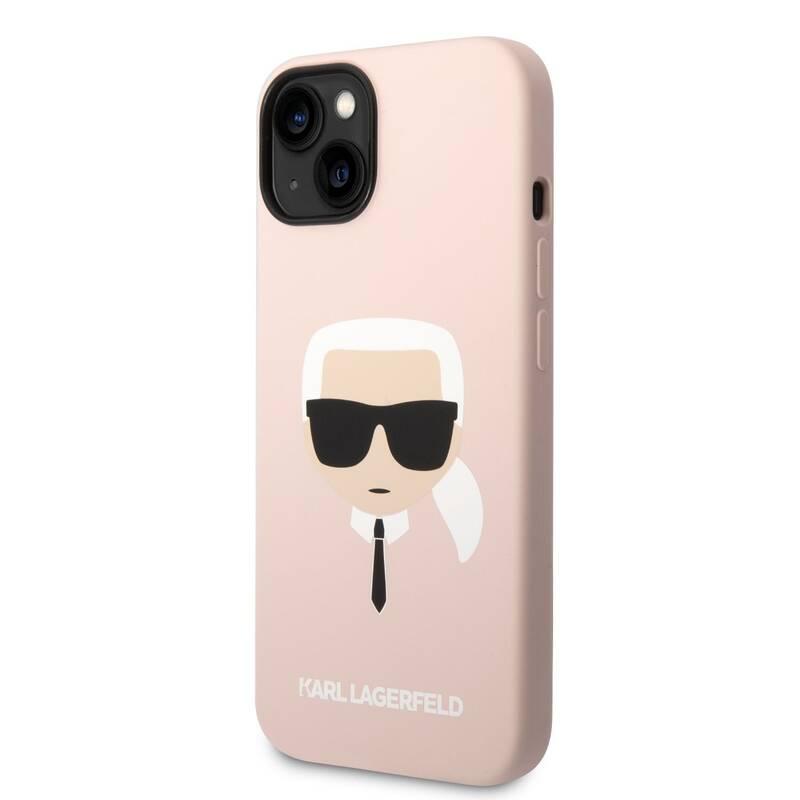 Kryt na mobil Karl Lagerfeld MagSafe Liquid Silicone Karl Head na Apple iPhone 14 Plus růžový