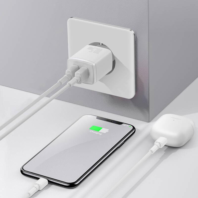 Nabíječka do sítě Baseus 2U 10.5W, 2xUSB bílá