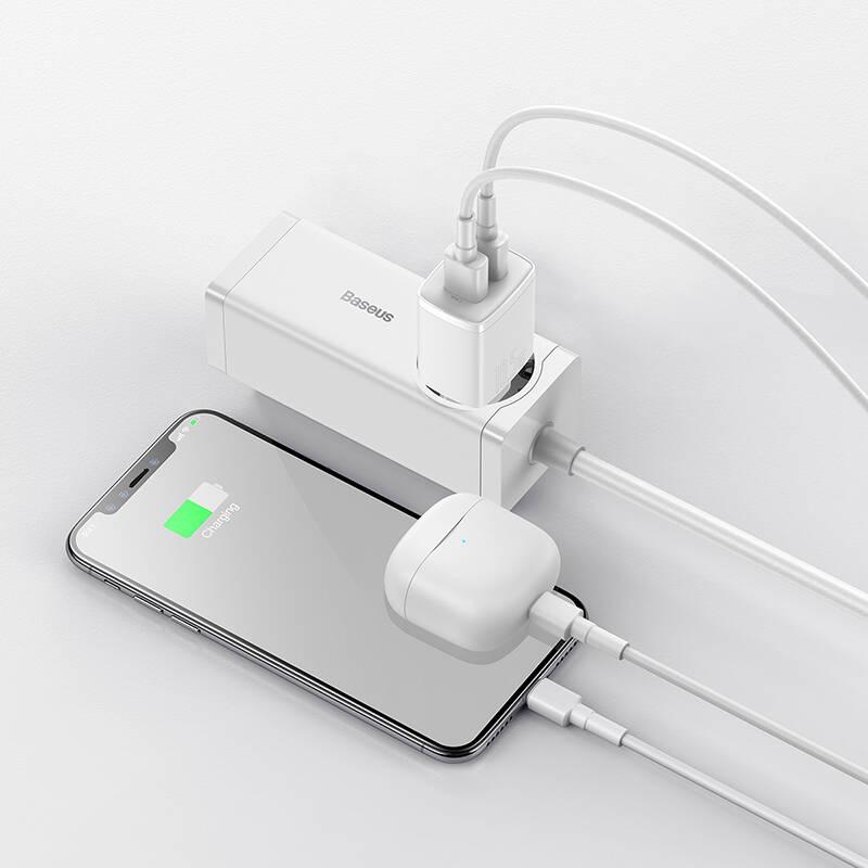 Nabíječka do sítě Baseus 2U 10.5W, 2xUSB bílá