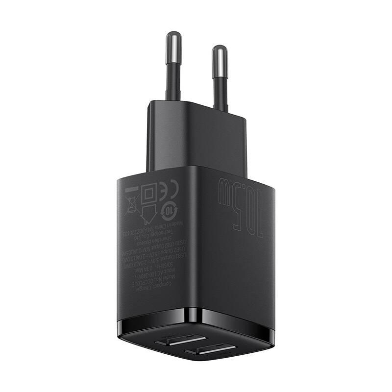 Nabíječka do sítě Baseus 2U 10.5W, 2xUSB černá