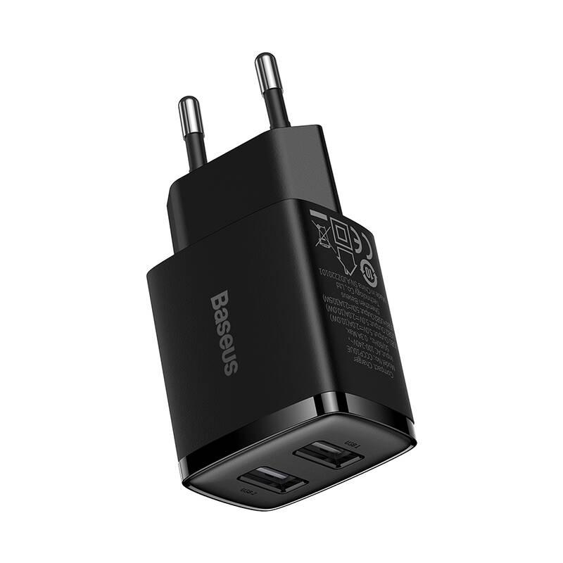Nabíječka do sítě Baseus 2U 10.5W, 2xUSB černá