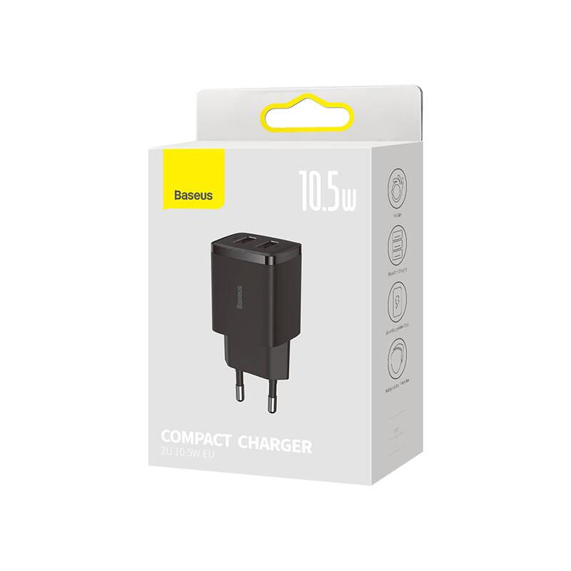 Nabíječka do sítě Baseus 2U 10.5W, 2xUSB černá