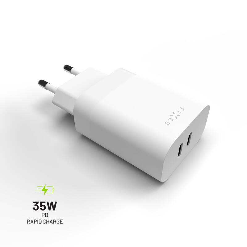 Nabíječka do sítě FIXED 2x USB-C PD, 35W bílá