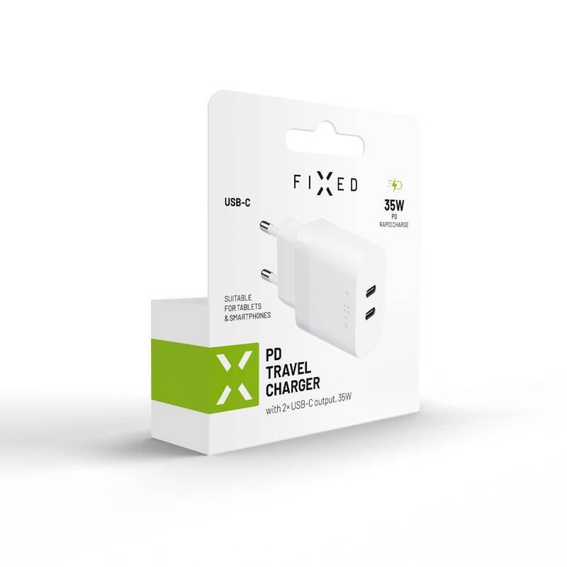 Nabíječka do sítě FIXED 2x USB-C PD, 35W bílá