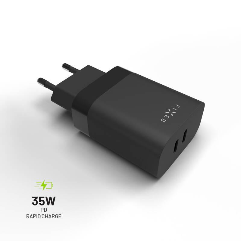 Nabíječka do sítě FIXED 2x USB-C PD, 35W černá