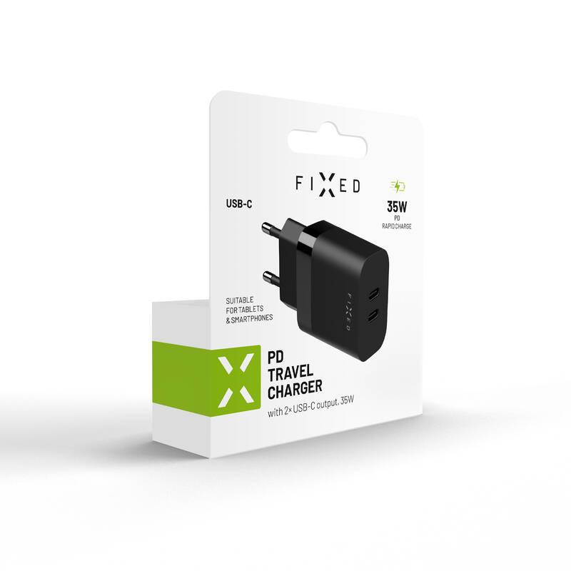 Nabíječka do sítě FIXED 2x USB-C PD, 35W černá