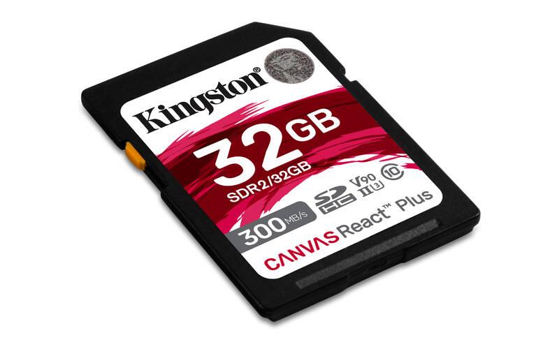Paměťová karta Kingston Canvas React Plus 32GB SDHC UHS-II, Paměťová, karta, Kingston, Canvas, React, Plus, 32GB, SDHC, UHS-II
