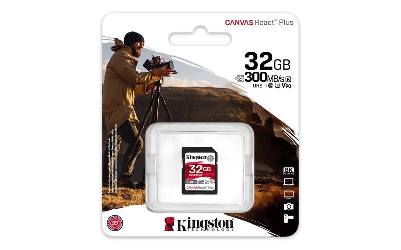 Paměťová karta Kingston Canvas React Plus 32GB SDHC UHS-II, Paměťová, karta, Kingston, Canvas, React, Plus, 32GB, SDHC, UHS-II