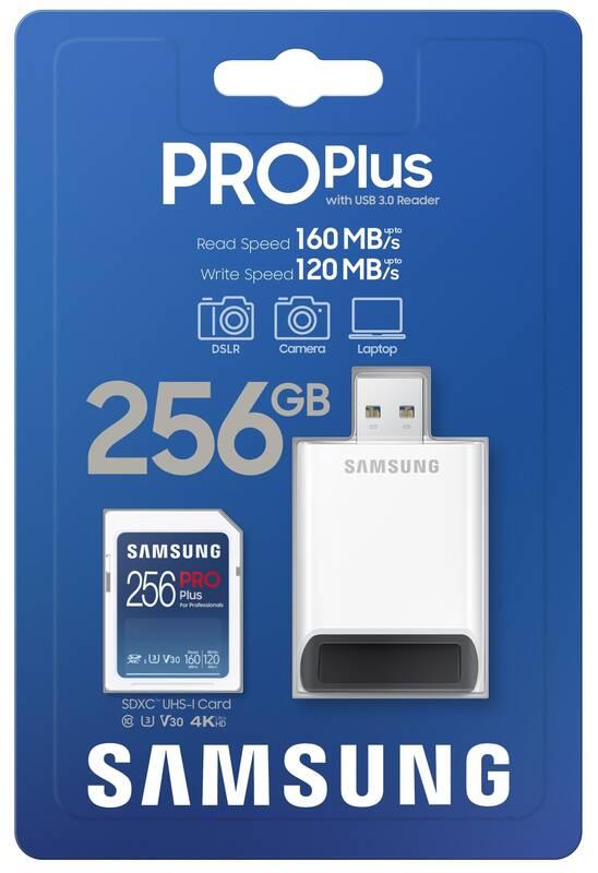 Paměťová karta Samsung PRO Plus SDXC 256 GB USB adaptér, Paměťová, karta, Samsung, PRO, Plus, SDXC, 256, GB, USB, adaptér