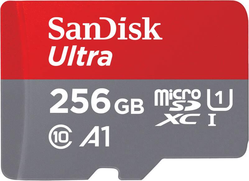 Paměťová karta SanDisk Ultra microSDXC 256GB A1 Class 10 UHS-I SD Adapter, Paměťová, karta, SanDisk, Ultra, microSDXC, 256GB, A1, Class, 10, UHS-I, SD, Adapter