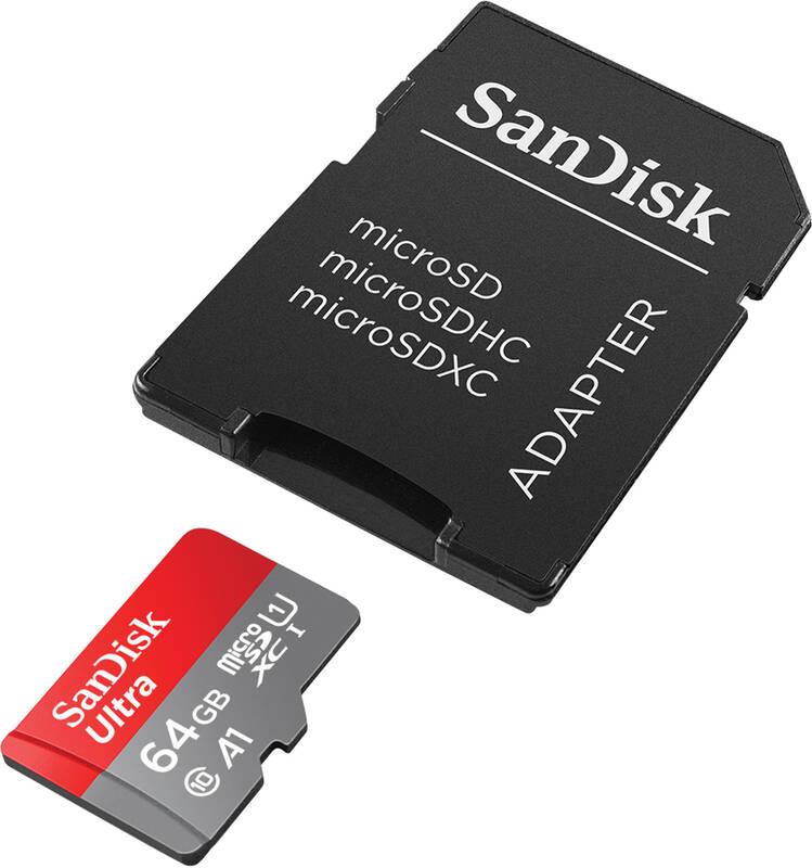 Paměťová karta SanDisk Ultra microSDXC 64GB A1 Class 10 UHS-I SD Adapter, Paměťová, karta, SanDisk, Ultra, microSDXC, 64GB, A1, Class, 10, UHS-I, SD, Adapter