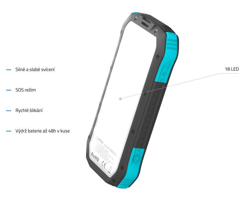 Powerbank LAMAX Journey 12000mAh černá tyrkysová