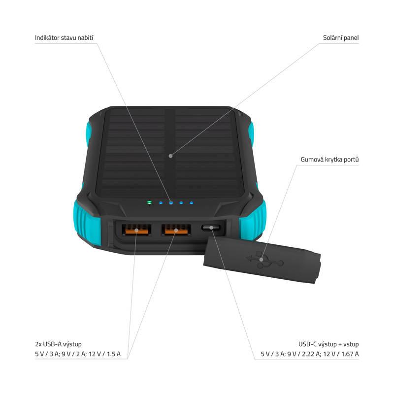 Powerbank LAMAX Journey 12000mAh černá tyrkysová