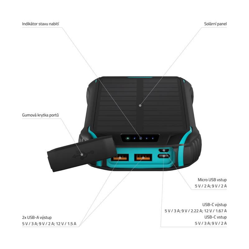Powerbank LAMAX Journey 26800mAh černá tyrkysová