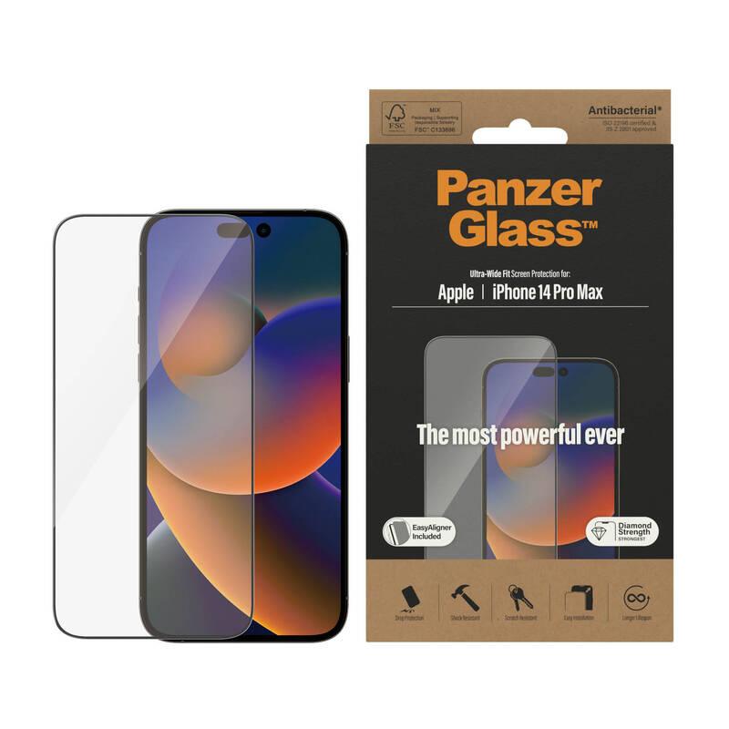Tvrzené sklo PanzerGlass na Apple iPhone 14 Pro Max s instalačním rámečkem