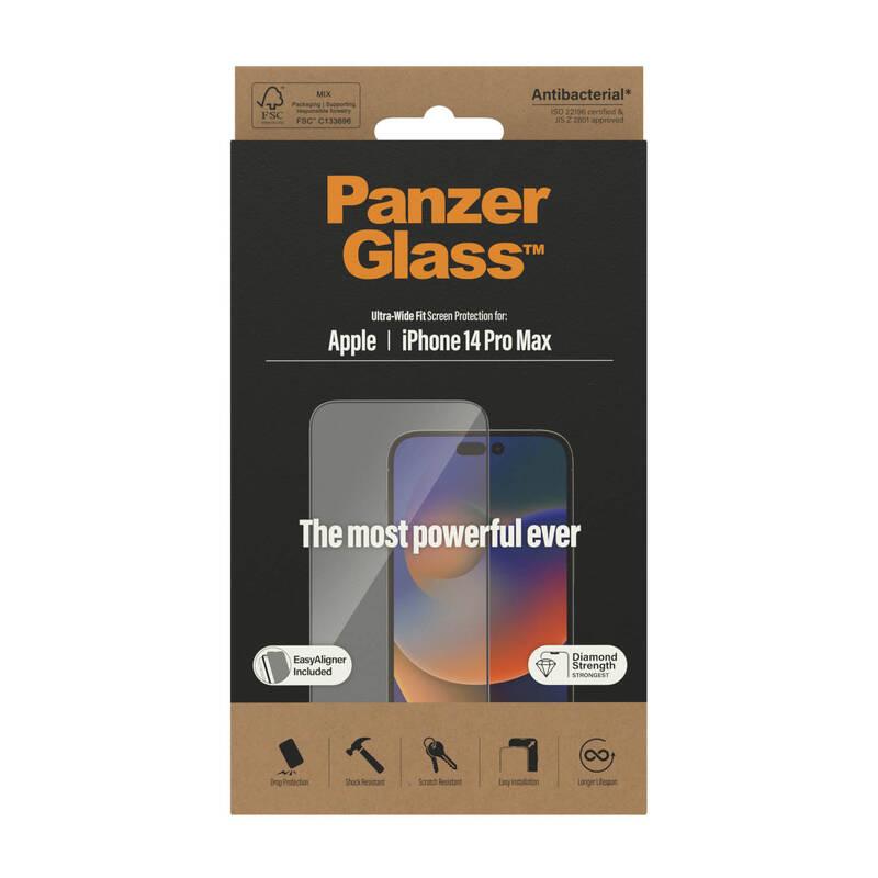 Tvrzené sklo PanzerGlass na Apple iPhone 14 Pro Max s instalačním rámečkem