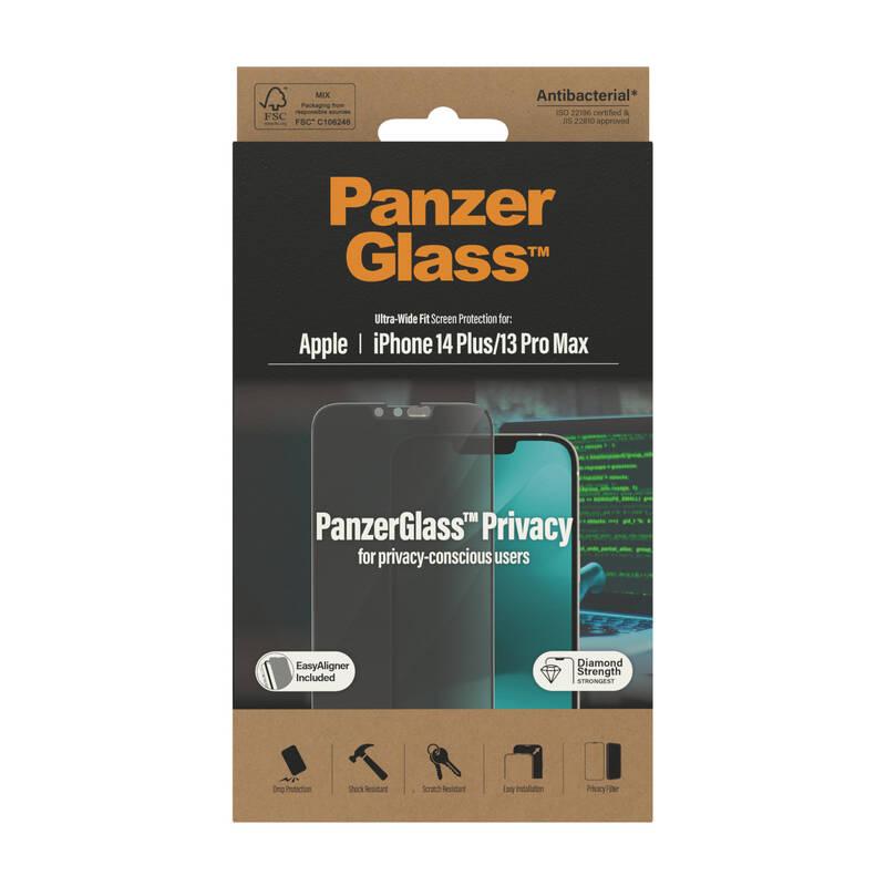 Tvrzené sklo PanzerGlass Privacy na Apple iPhone 14 Plus 13 Pro Max s instalačním rámečkem, Tvrzené, sklo, PanzerGlass, Privacy, na, Apple, iPhone, 14, Plus, 13, Pro, Max, s, instalačním, rámečkem