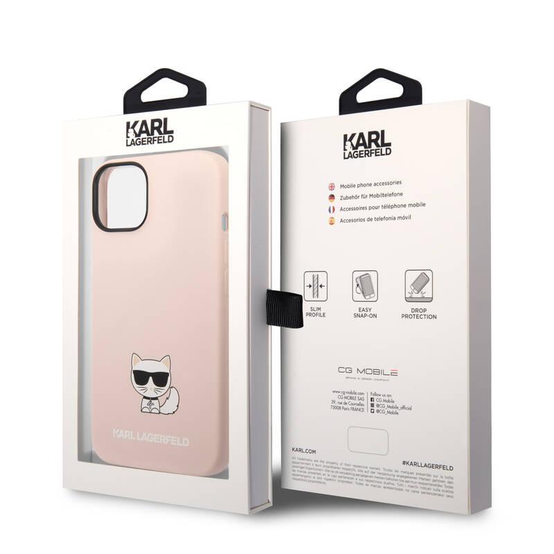 Kryt na mobil Karl Lagerfeld Liquid Silicone Choupette na Apple iPhone 14 růžový