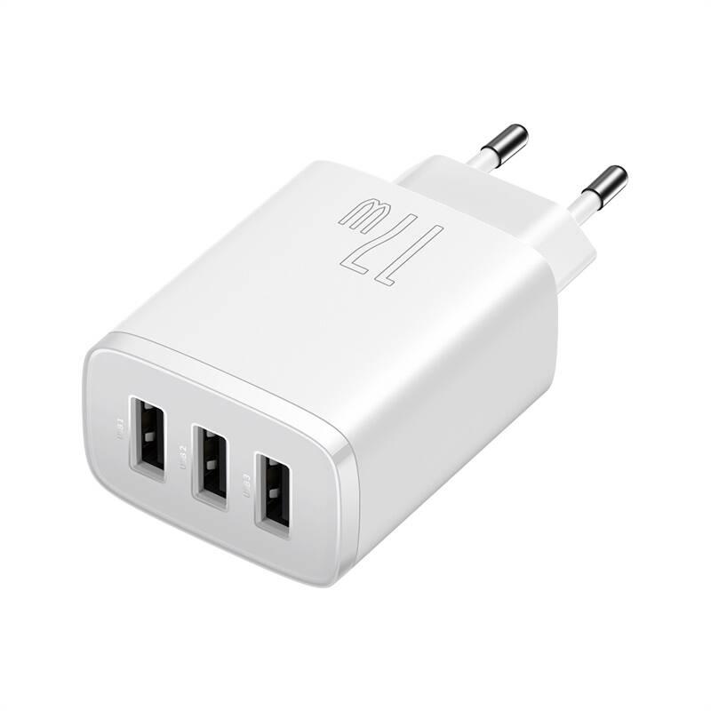 Nabíječka do sítě Baseus 3x USB, 17W bílá