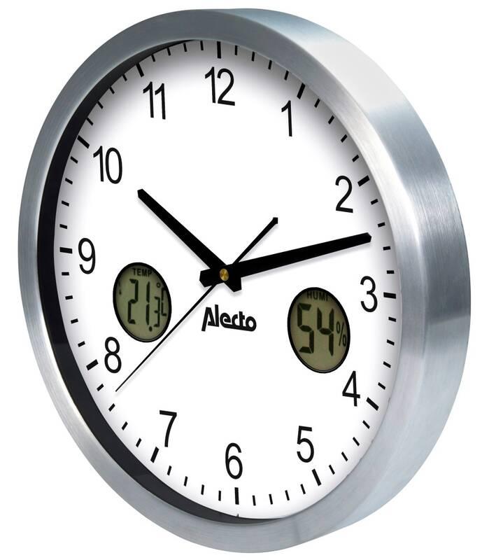 Nástěnné hodiny Lenco Alecto AK-15 stříbrné bílé