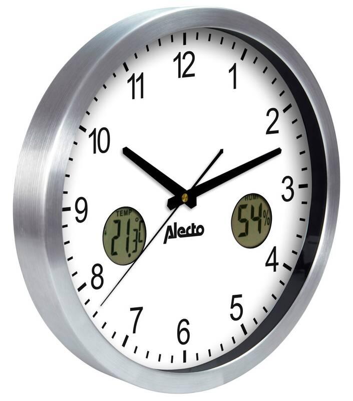 Nástěnné hodiny Lenco Alecto AK-15 stříbrné bílé