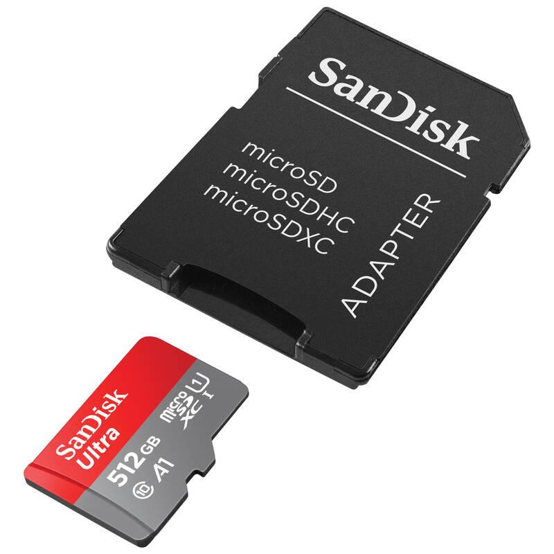 Paměťová karta SanDisk Ultra microSDXC 512GB A1 Class 10 UHS-I SD Adapter, Paměťová, karta, SanDisk, Ultra, microSDXC, 512GB, A1, Class, 10, UHS-I, SD, Adapter