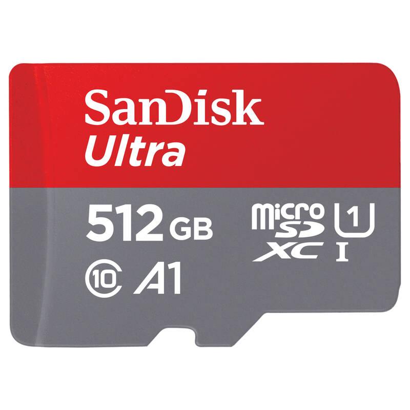 Paměťová karta SanDisk Ultra microSDXC 512GB A1 Class 10 UHS-I SD Adapter, Paměťová, karta, SanDisk, Ultra, microSDXC, 512GB, A1, Class, 10, UHS-I, SD, Adapter