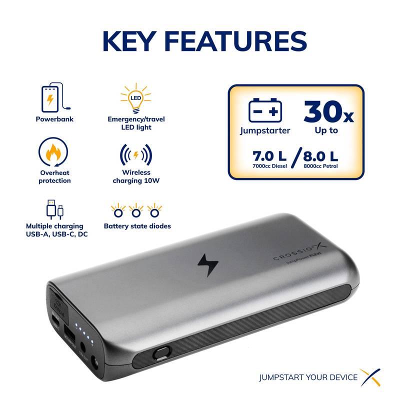 Powerbank Crossio JumpPower FLEXI šedá
