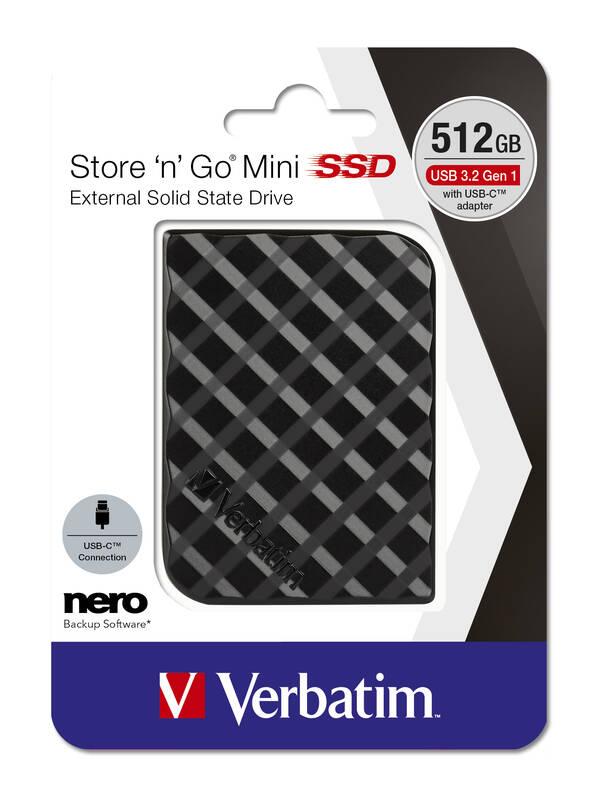 SSD externí Verbatim Store 'n' Go Mini 512GB černý, SSD, externí, Verbatim, Store, 'n', Go, Mini, 512GB, černý