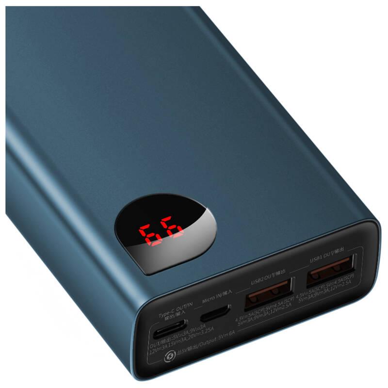 Powerbank Baseus Adaman Metal s digitálním displejem QC PD 20000mAh 65W modrá