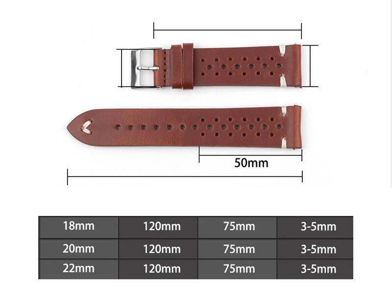 Řemínek RhinoTech univerzální Genuine Leather Quick Release 22mm červený