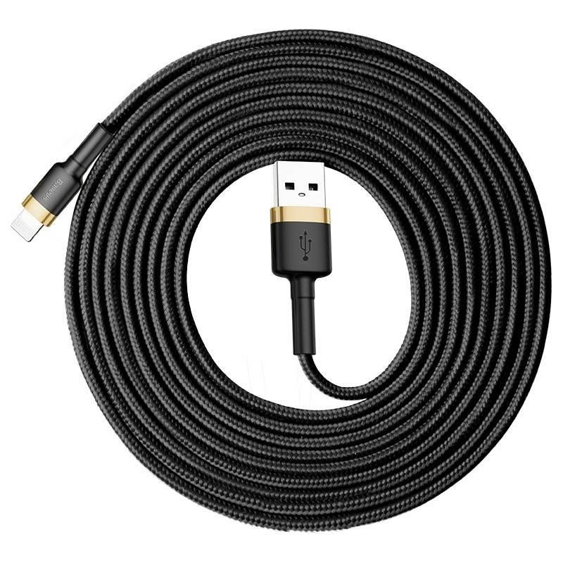 Kabel Baseus Cafule USB Lightning, 3m černý zlatý