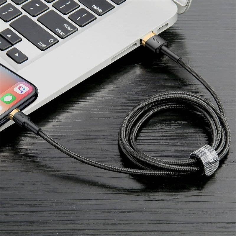 Kabel Baseus Cafule USB Lightning, 3m černý zlatý