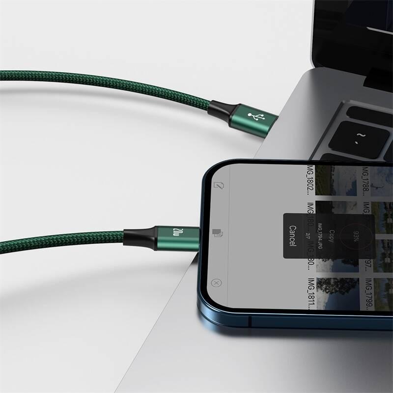 Kabel Baseus Rapid Series 3v1 USB-C PD 20W 1,5m zelený