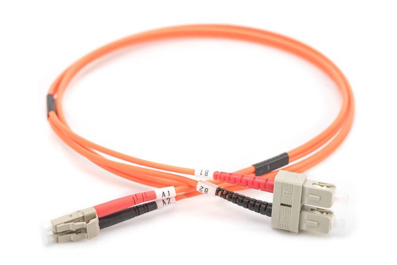 Kabel Digitus Optic Patch, LC SC, Multimode, OM2, 50 125 µ, 1m oranžový