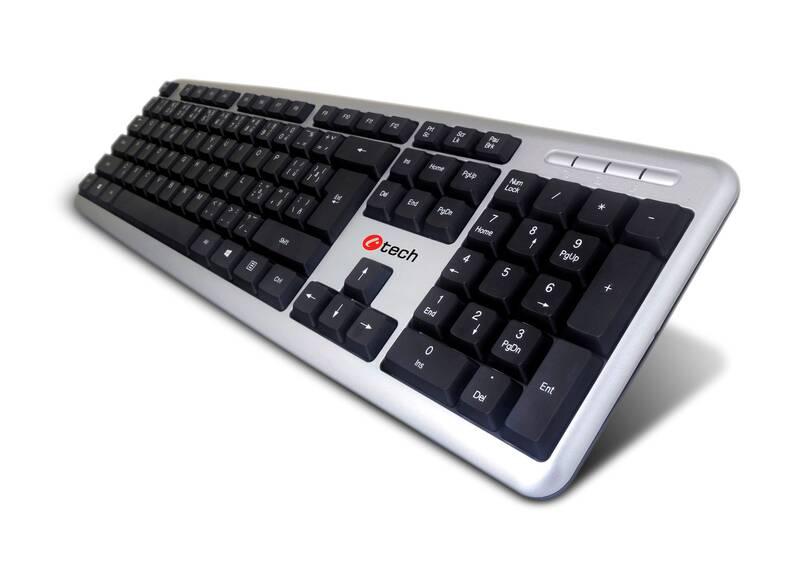 Klávesnice C-Tech KB-102 SLIM, CZ SK černá stříbrná