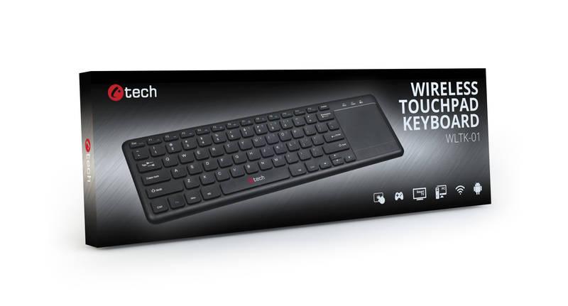 Klávesnice C-Tech WLTK-01 s touchpadem černá, Klávesnice, C-Tech, WLTK-01, s, touchpadem, černá