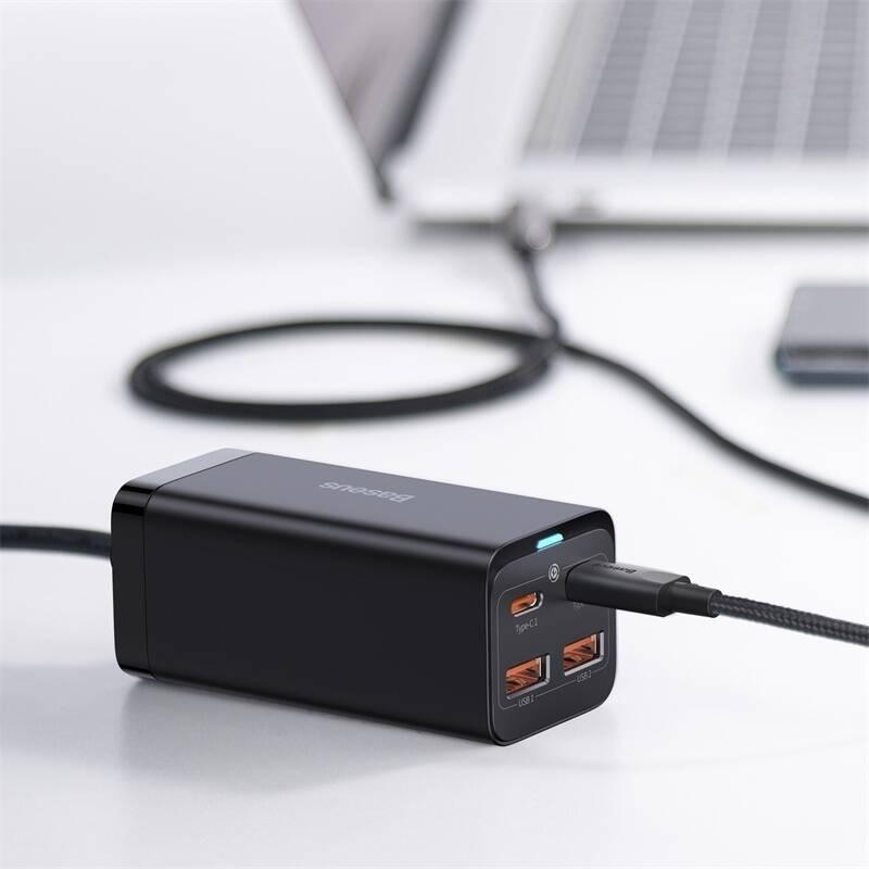 Nabíječka do sítě Baseus GaN3, 2x USB-A, 2x USB-C 100W černá