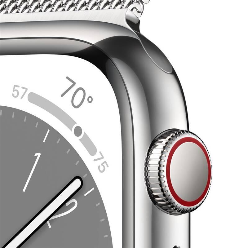 Chytré hodinky Apple Watch Series 8 GPS Cellular 45mm pouzdro ze stříbrné nerezové oceli - stříbrný milánský tah, Chytré, hodinky, Apple, Watch, Series, 8, GPS, Cellular, 45mm, pouzdro, ze, stříbrné, nerezové, oceli, stříbrný, milánský, tah