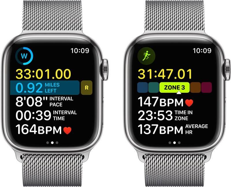 Chytré hodinky Apple Watch Series 8 GPS Cellular 45mm pouzdro ze stříbrné nerezové oceli - stříbrný milánský tah